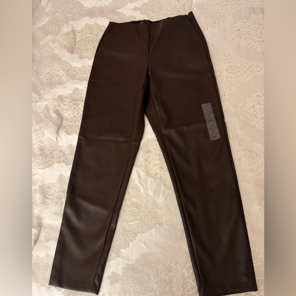 Old Navy Brown Faux Leather Skinny Pants Sz 8 NWT